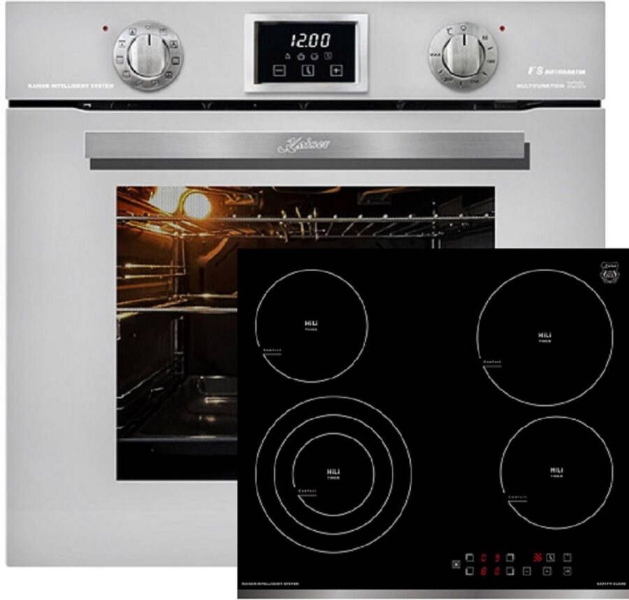 Kaiser Inbouwoven EH 6326 W met 1-voudige telescoopgeleider elektrische oven 79L+Elektrische kookplaat KCT 6703 F