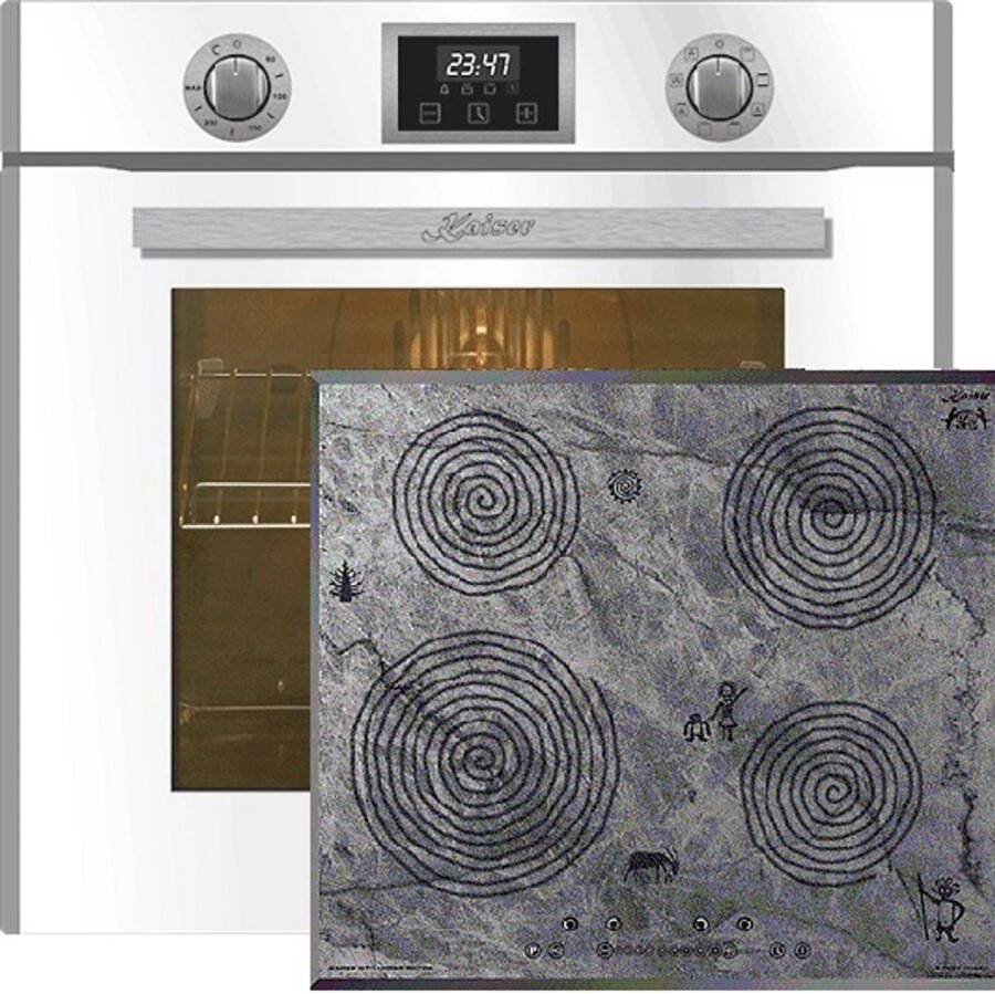 Kaiser inbouwoven inductiekoookveld EH 6326 W met 1-voudige telescoopgeleider elektrische oven 79L Inductiekookplaat KCT 6705 FI Era -60 cm