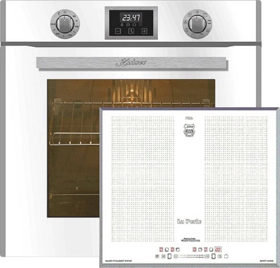 Kaiser Inbouwoven EH 6326 W met 1-voudige telescoopgeleider elektrische oven 79L+Inductiekookplaat KCT 67 FIW 60 cm