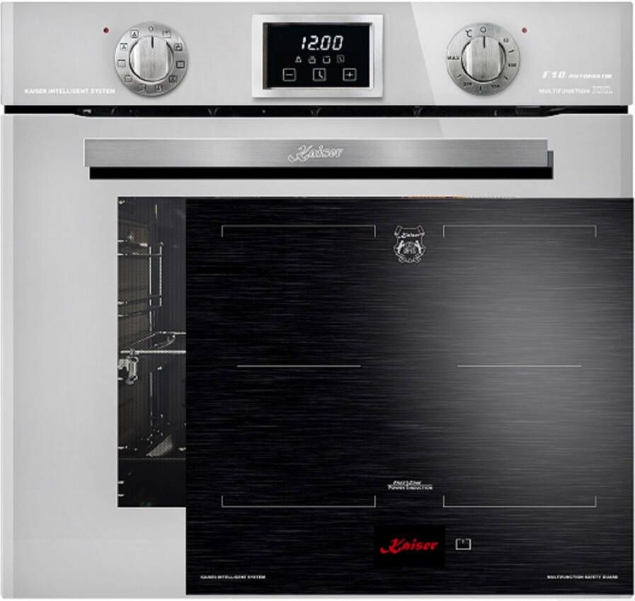 Kaiser inbouwoven inductiekookplaat EH 6326 W -met 1-voudige telescoopgeleider elektrische oven 79L + KCT 6140 FI inductiekookplaat 60 cm