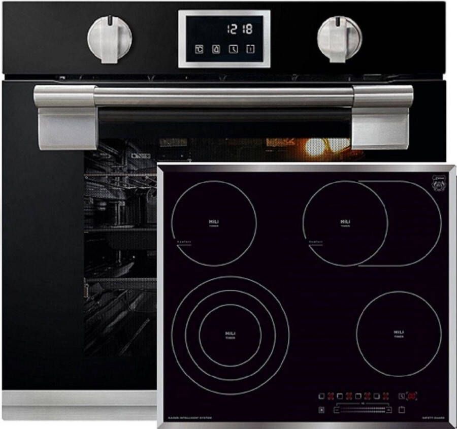 Kaiser Inbouwoven EH 6338 s inbouwoven pyrolytische oven 11 functies+Elektrische kookplaat KCT 6715 F 60 cm