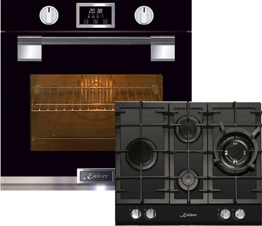 Kaiser Inbouwoven EH 6338 s inbouwoven pyrolytische oven 11 functies+Gaskookplaat KCG 6394 60cm