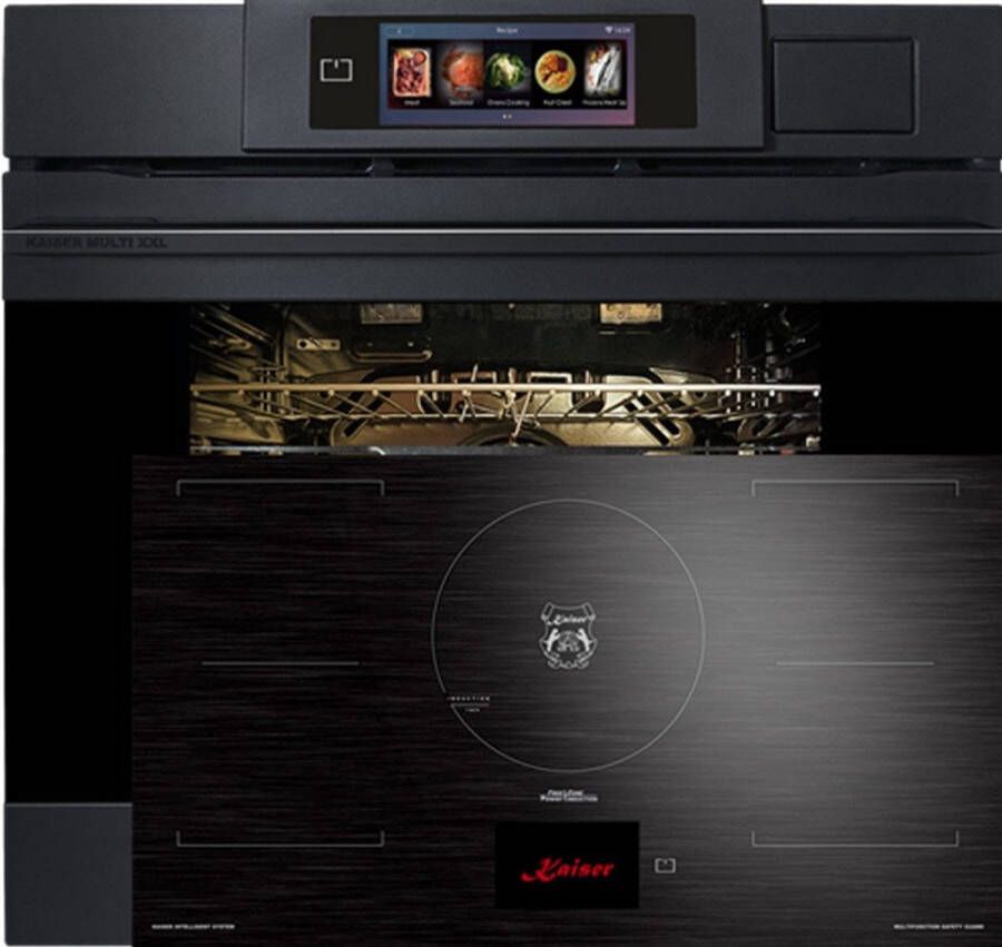 Kaiser Inbouwoven EH 6341 XXL Multi 37 multifunctionele elektrische stoomoven met stoomreiniging 60 cm + KCT 9140 FI inductiekookplaat 90 cm FREE ZONE met 2 FLEX inductiezones TFT display