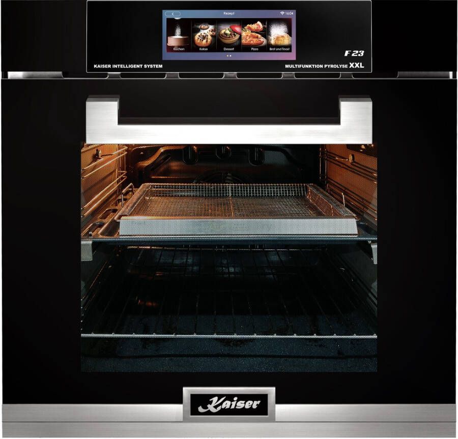 Kaiser Inbouwoven EH 6344 Inbouwoven 60 cm Zwart glas- 79 l Air fryer- TFT automatische braadfunctie