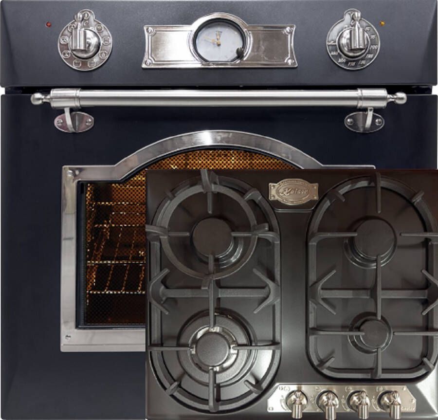 Kaiser inbouwoven EH 6355 Em Sil 60 cm+ KG 6325 Em gaskookplaat 60cm