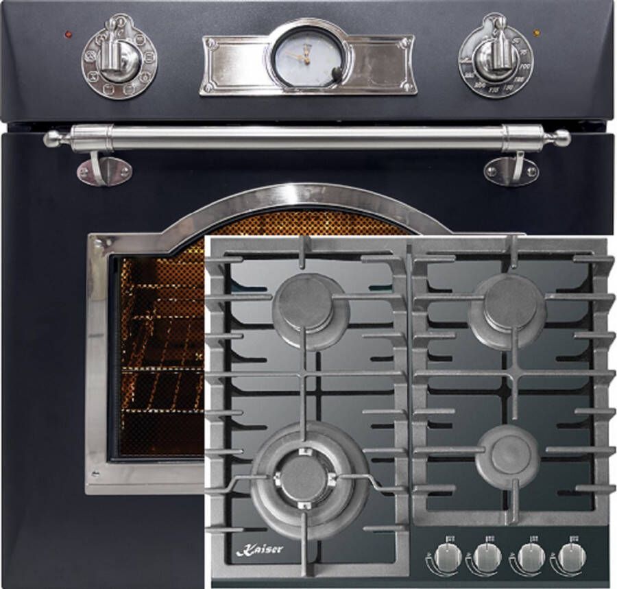 Kaiser inbouwoven EH 6355 Em Sil elektrische inbouwoven 60 cm 67L +KCG 6383 gaskookplaat 60 cm
