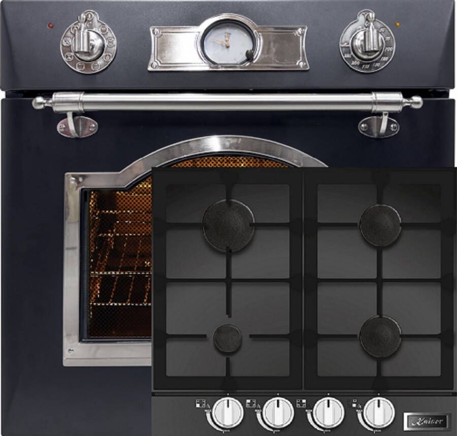 Kaiser inbouwoven EH 6355 Em Sil elektrische inbouwoven 60 cm 67L+ KCG 6387 Turbo glaskeramische gaskookplaat 60 cm