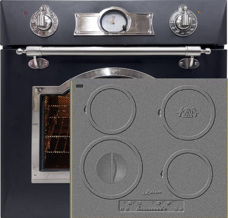 Kaiser inbouwoven EH 6355 Em Sil elektrische inbouwoven 60 cm 67L+KCT 6705 RI Herd Inductiekookplaat 60 cm