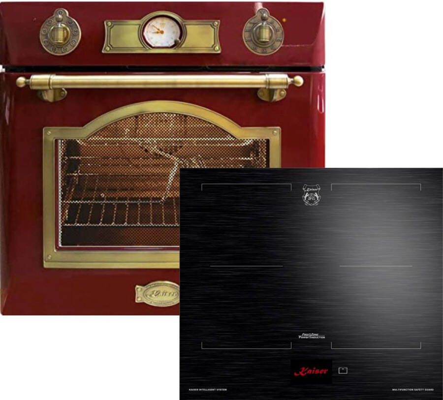 Kaiser Inbouwoven EH 6355 RotEm + KCT 6140 FI inductiekookplaat 60 cm Inbouwoven met 1-voudige telescoopgeleider elektrische inbouwoven zelfvoorzienend 60cm 67L 8 functies