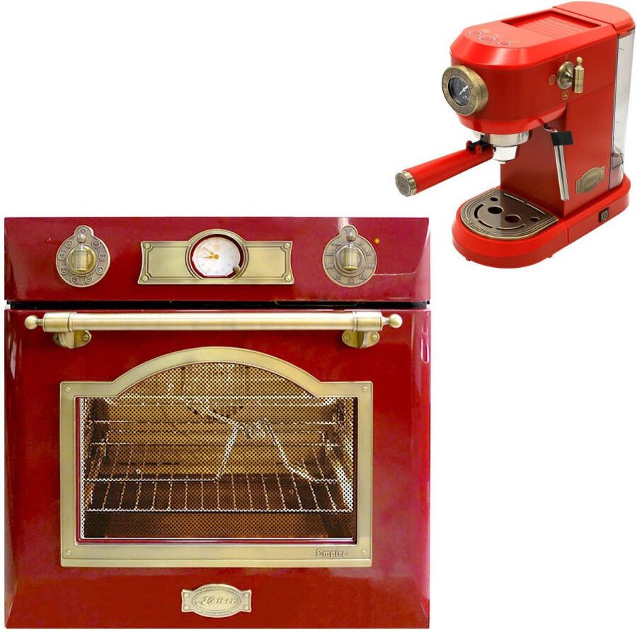 Kaiser Inbouwoven EH 6355 RotEm + Koffiezetapparaat KA 2005 RotEm met 1-voudige telescoopgeleider elektrische inbouwoven zelfvoorzienend 60cm 67L 8 functies