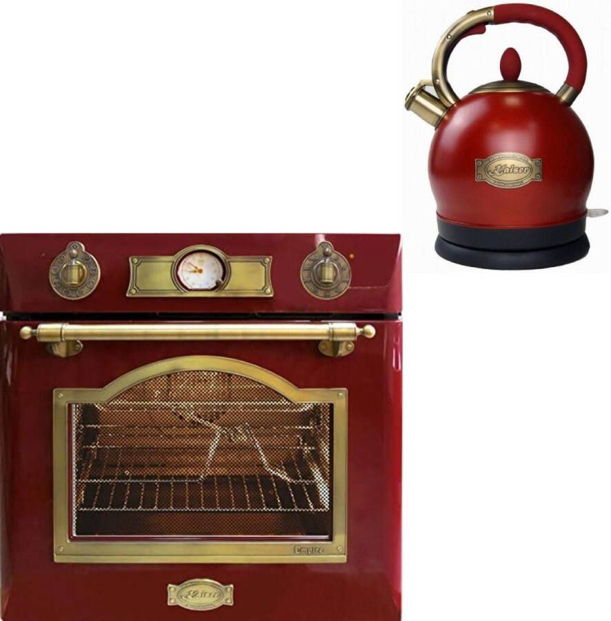 Kaiser Inbouwoven EH 6355 RotEm waterkoker 2000 RotEm exclusief retro Inbouwoven met bijpassende waterkoker 1-voudige telescoopgeleider elektrische inbouwoven zelfvoorzienend 60cm 67L 8 functies