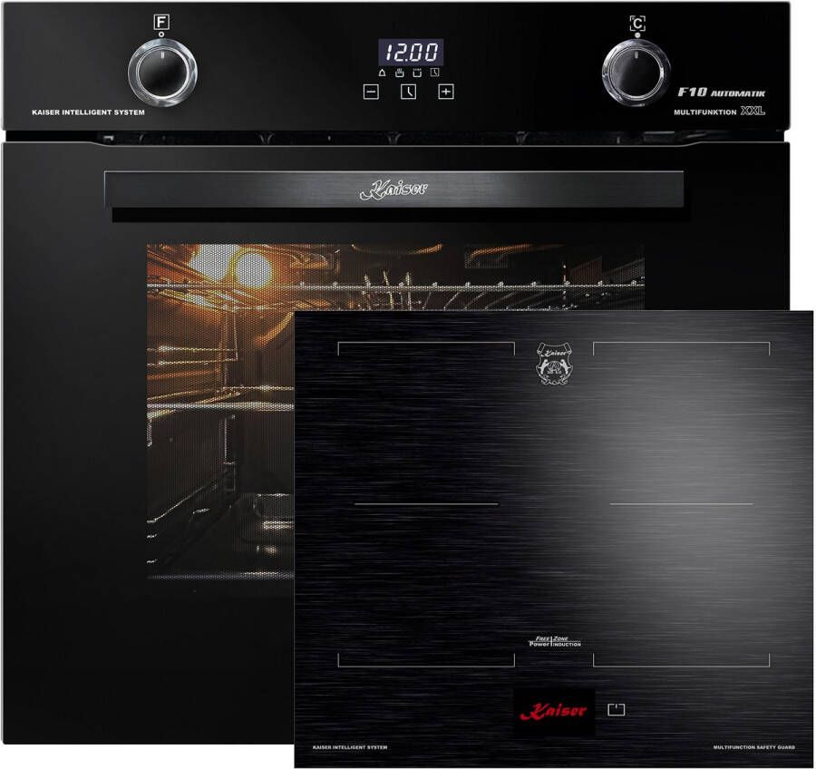 Kaiser inbouwoven inductie EH 6367 elektrische oven 79L KCT 6140 FI inductiekookplaat 60 cm met 1-voudige telescoopgeleider