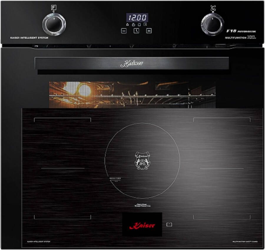 Kaiser inbouwoven EH 6367 elektrische oven zelfvoorzienend 79L KCT 9140 FI inductiekookplaat inductie 90 cm -met 1-voudige telescoopgeleider
