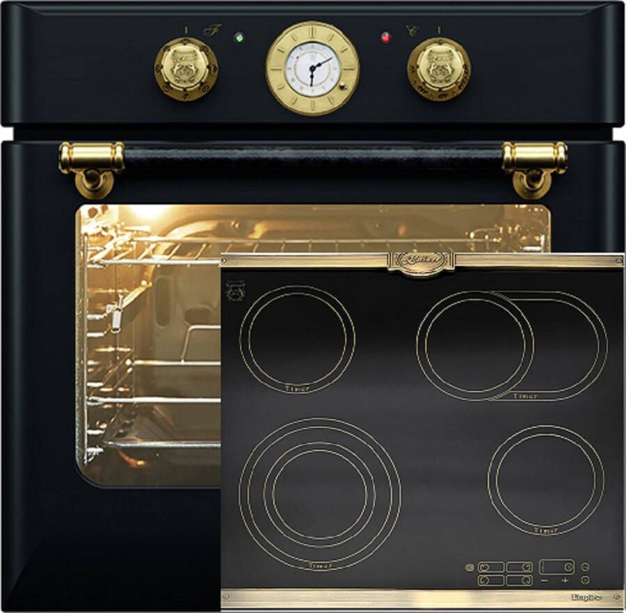 Kaiser Inbouwoven EH 6432 BE retro inbouwoven elektrisch 68 L 60 cm +KCT 6185 Em inbowelektrische kookplaat 60 cm