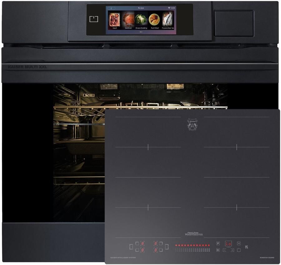 Kaiser Inbouwoven EH 6341 XXL Multi 37 multifunctionele elektrische stoomoven met stoomreiniging 60 cm +Anti-Scratch mat KCT 6110 FI inductiekookplaat met 5 QuickHeat inductiezones
