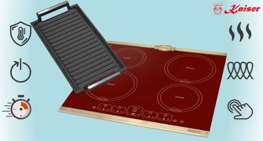 Kaiser KCT 6195 iRotEm incl. grillplaat inductiekookplaat 60cm zelfvoorzienend kookplaat 4xQickHeat kookzones