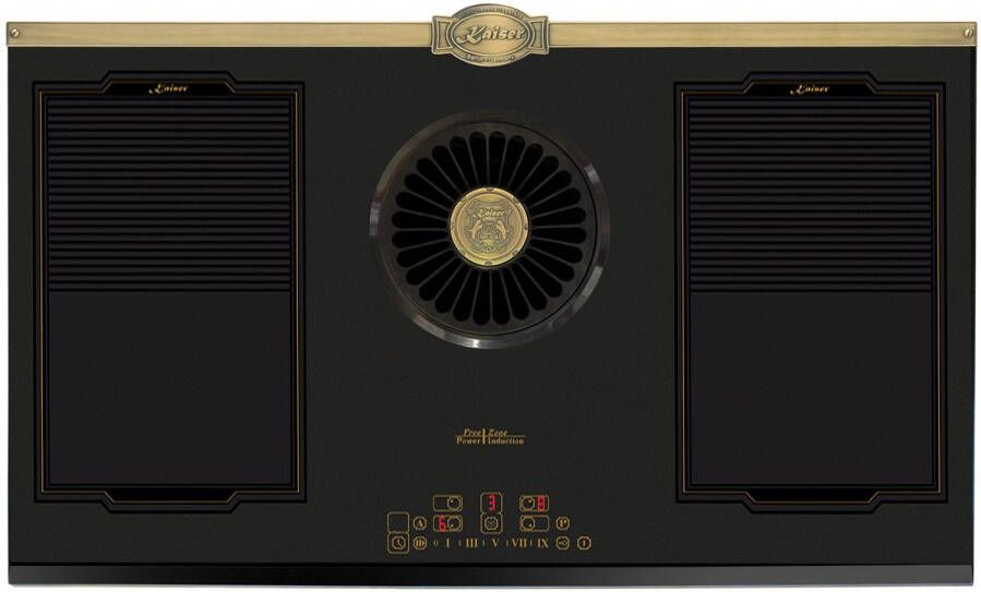 Kaiser inductie KCT 9365 IEm Retro inductiekookplaat met geïntegreerde afzuigkap 1250 m³ h Empire design in brons
