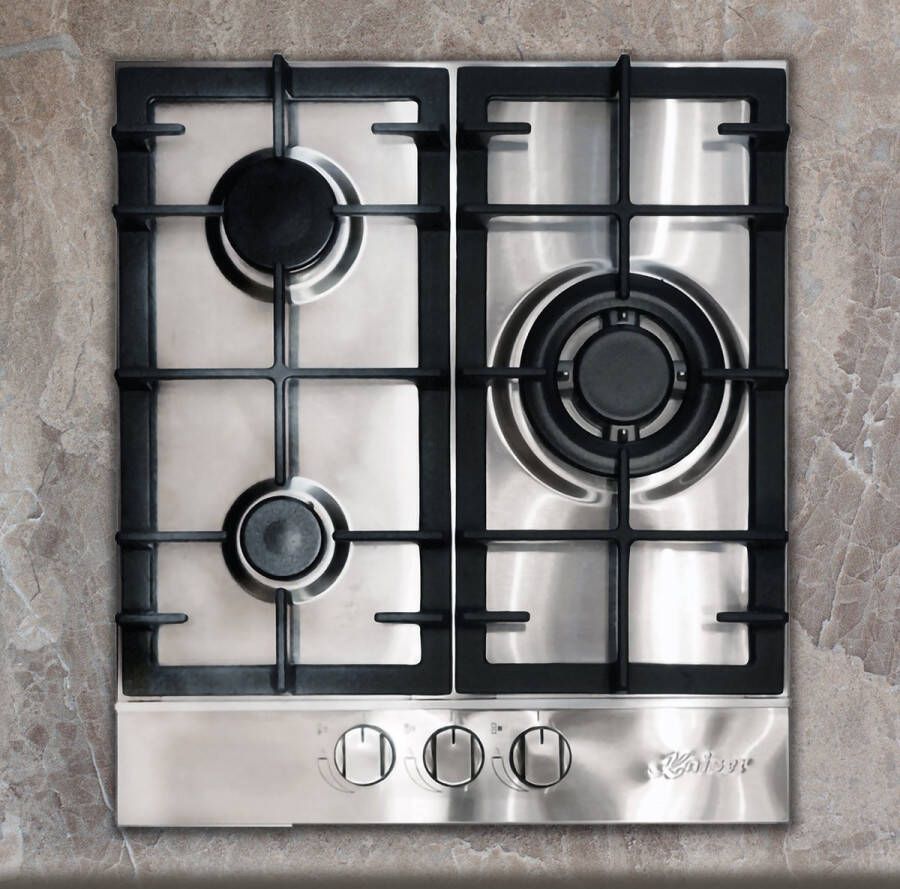 Kaiser KG 4354 Turbo roestvrijstalen gaskookplaat 45cm 3 branders zelfvoorzienend