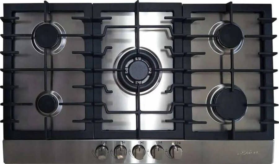 Kaiser KG 9356 Turbo roestvrijstalen gaskookplaat 86 cm 5 branders 3 8 kW WOK