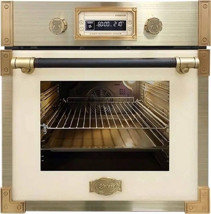 Kaiser Pyrolytische bakoven EH 6427 ElfAD met 1-voudige telescopische loper retro pyrolytische inbouwoven 73L ivoorkleurig glas 60 cm