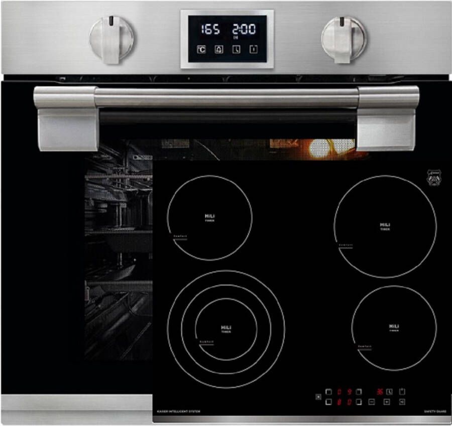 Kaiser pyrolytische oven EH 6337 inbouwoven kookplaat KCT 6703 F automatisch braden massief metaal 79L Elektrische kookplaat 60 cm