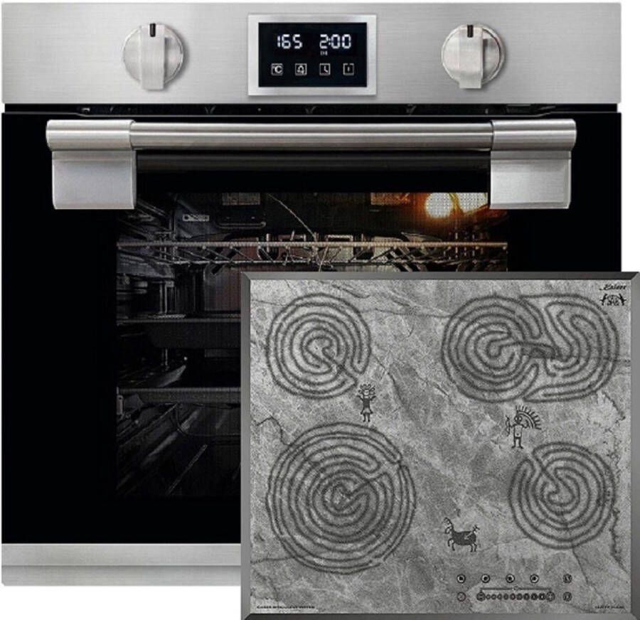 Kaiser pyrolytische oven EH 6337 inbouwoven automatisch braden massief metaal 79L+Glaskeramische kookplaat KCT 6715 F Ära