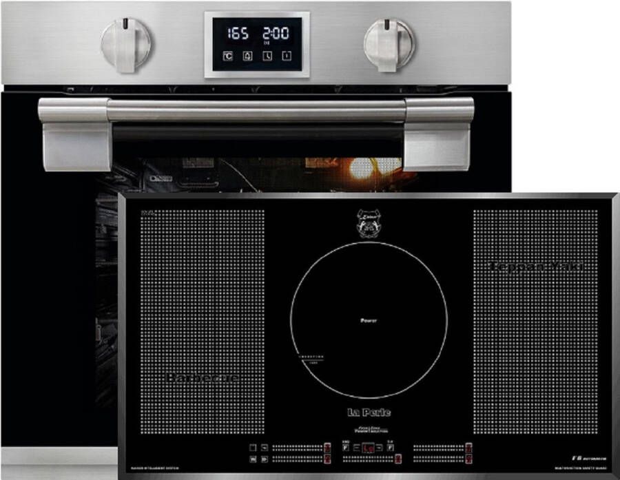 Kaiser pyrolytische oven EH 6337 inbouwoven inductiekookplaat KCT 97 FI La Perle inductie automatisch braden massief metaal 79L