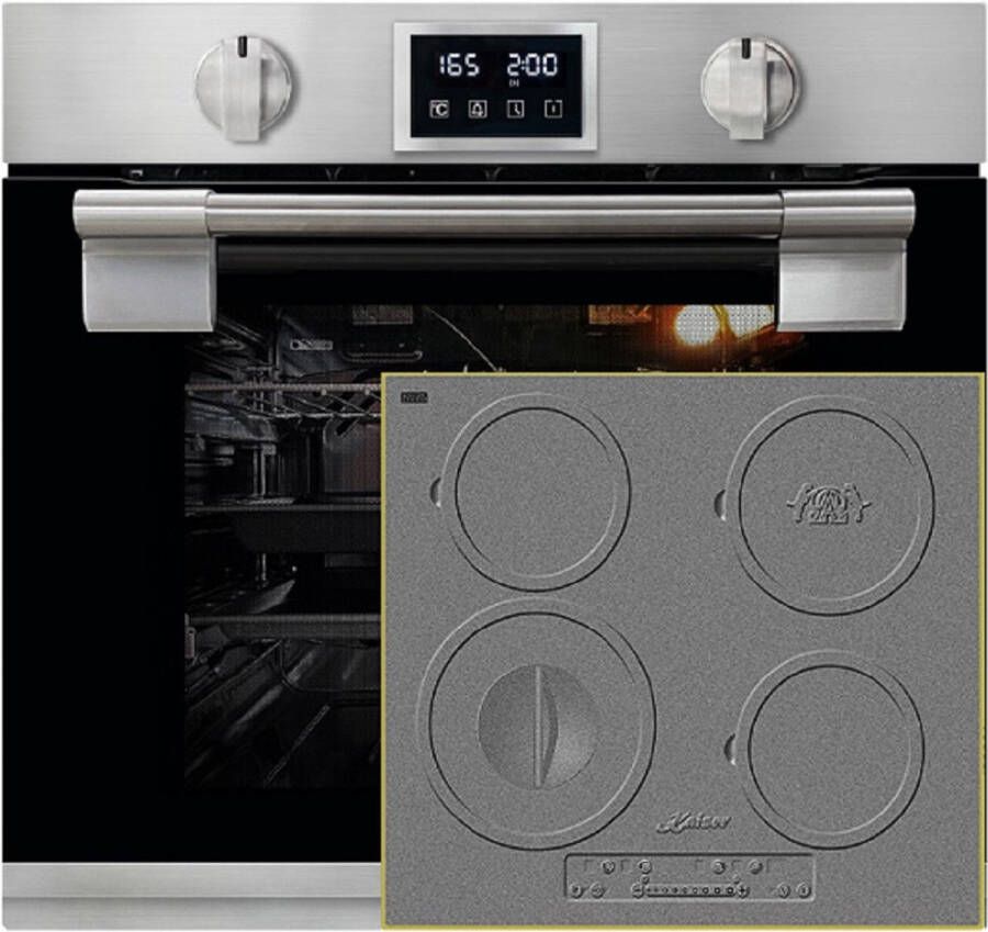 Kaiser pyrolytische oven EH 6337 inbouwoven KCT 6705 RI Herd Inductiekookplaat automatisch braden massief metaal 79L -60 cm