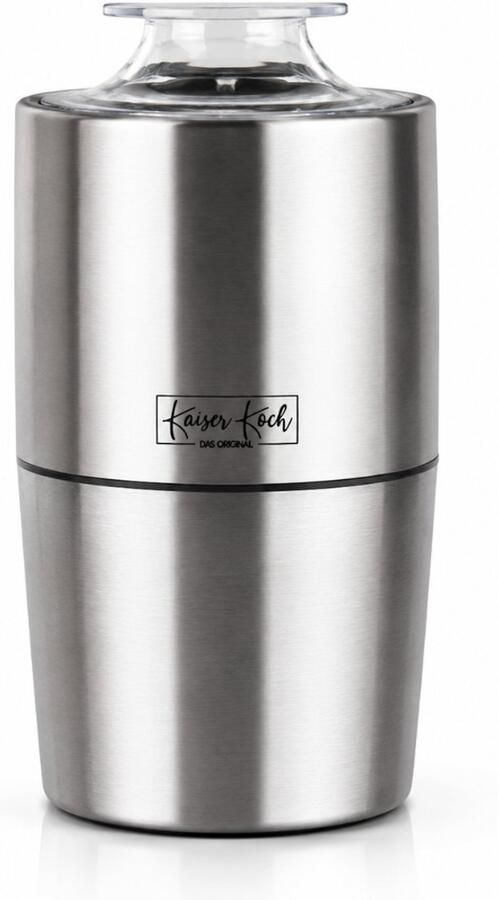 Kaiserkoch Kaiser Koch Elektrische Koffiemolen & Kruidenmolen RVS – 200W Coffee Grinder – Koffiebonen Maler – Kruidenmaler – Specerijenmolen – RVS Mes – 100ML – Compact Design – Veiligheidssysteem met Deksel – Zilver
