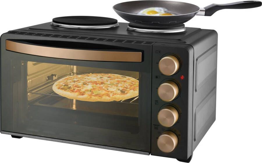 Kalorik Team TKG MK 1003 Vrijstaande Oven Minikeuken Met 2 Kookplaten 28L- 3100W Goud Blauw