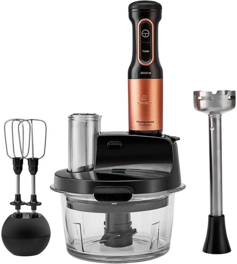 KARACA Mastermaid Prosteel Glazen Keukenrobot Lange Blender 2500 W Zwart Koper