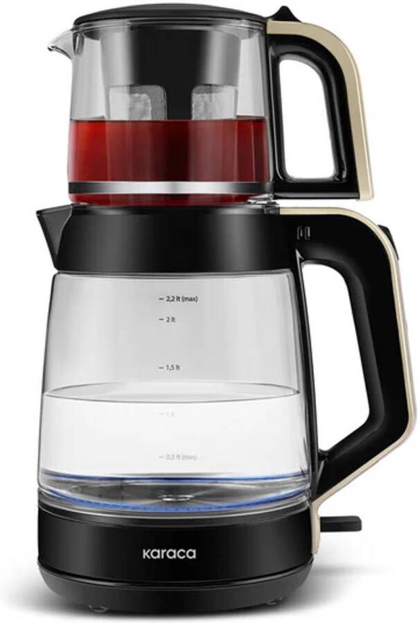 KARACA Glass Tea XL – 2-in-1 Glazen Theemachine & Waterkoker – Crème