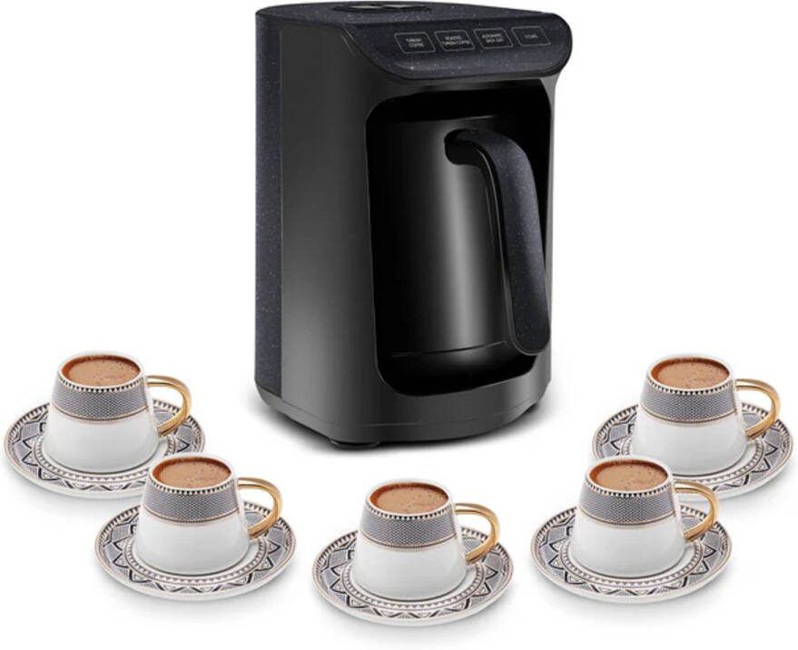KARACA Hatır Koz – Shiny Black Milky – Turkse Koffiezetapparaat – Capaciteit: 5 Kopjes – Koffiezetapparaat met Melkopschuimer