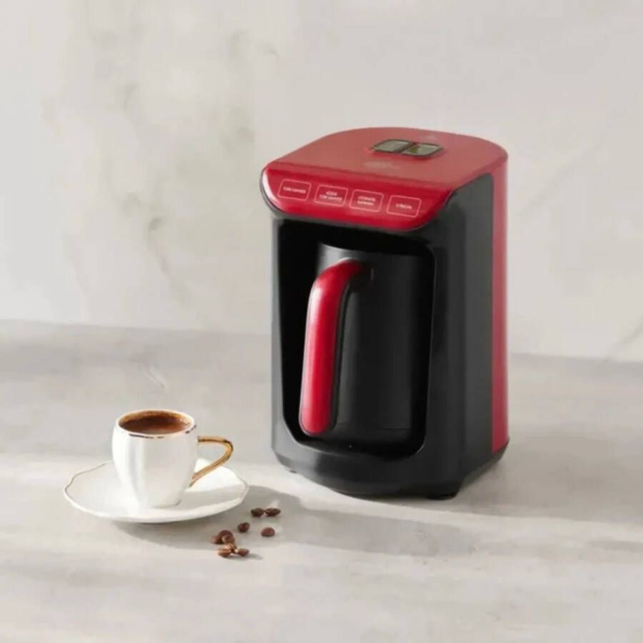 KARACA Hatır Koz – Turkse Koffiemachine met Roosterfunctie – Cherry Rood – voor 5 kopjes koffie met schuim - Foto 2