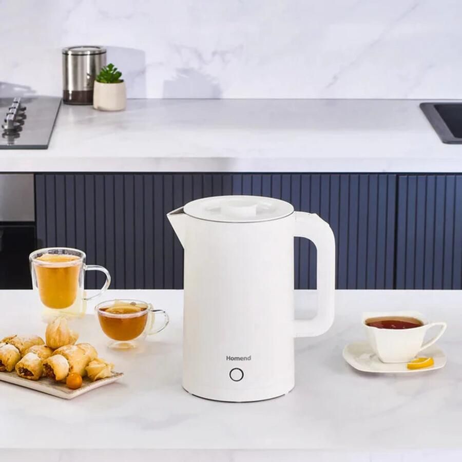 Karaca Home Homend Heatrow Cooltouch Waterkoker 1 7L – 2200W – Dubbelwandig – Cool Touch – Stil Koken – RVS – Wit