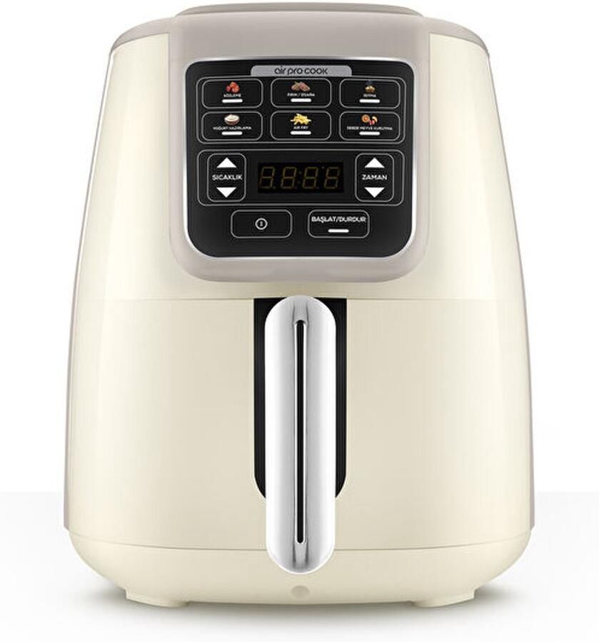 KARACA Air Pro Cook Koz Steel XL Airfryer – 4L – 1550W – RVS 304 Binnenpan – Iconic Beige