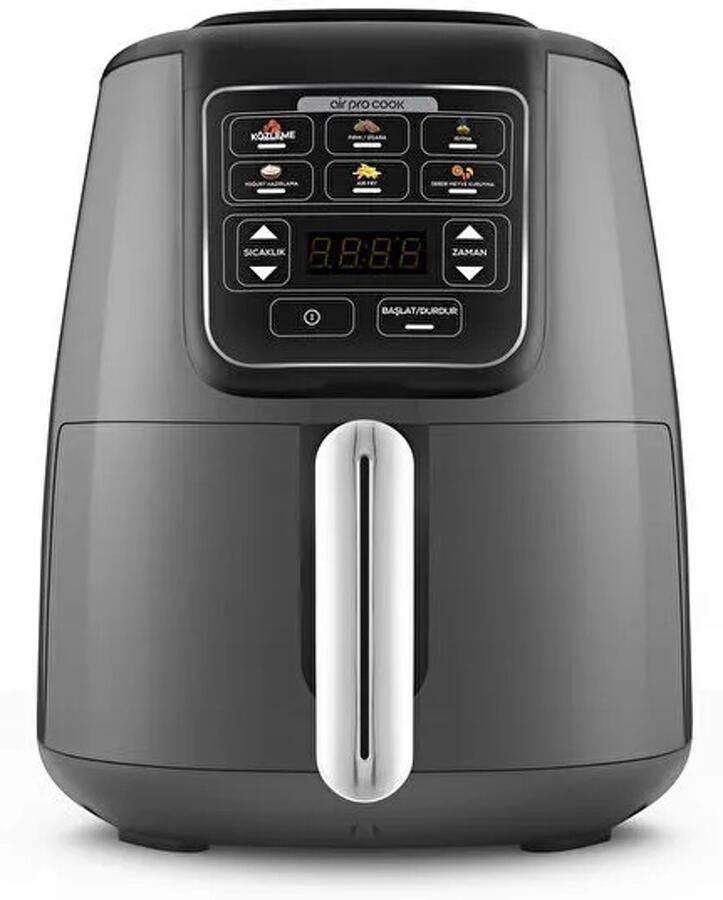 KARACA Air Pro Cook Koz Steel XL Airfryer – 4L – 1550W – RVS 304 Binnenpan – Space Grey