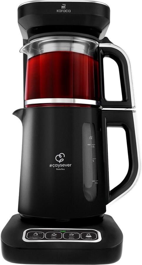 KARACA Caysever- Robotea pro-Chrome kleur -theemachine- 4 in 1 sprekende automatische theemaker waterkoker en filterkoffiezetapparaat 2500 W chroom theemaker Engelse Versie