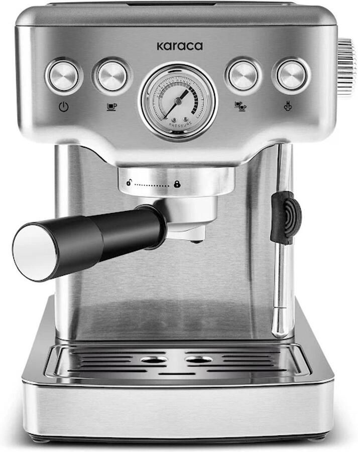 KARACA Coffee Art 1353 Espressomachine – 20 Bar – 1350W – 1 8L Watertank – Melkopschuimer – Manometer – Zwart