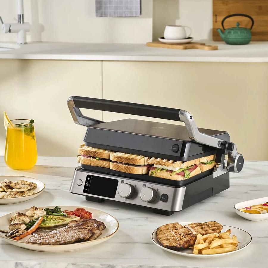KARACA Compact Steel Sear & Grill Inox Contactgrill en Tosti Apparaat – 2000W – 6 Tosti s – RVS