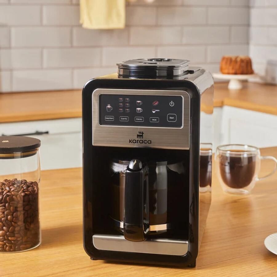 KARACA Grindbrew Pro Filter Koffiemachine met Bonenmaler – 0 85L – 6 Kopjes – Touchscreen – 640W