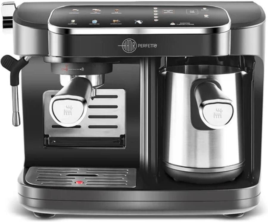 KARACA Hatir Perfetto Espresso- en Turkse Koffiemachine INOX – 20 Bar – 1900W – Melkopschuimer – 1 8L Waterreservoir