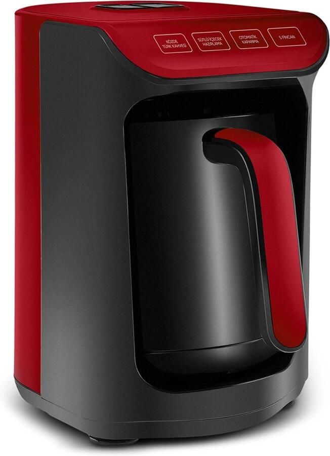 KARACA Hatır Koz – Turkse Koffiemachine met Roosterfunctie – Cherry Rood – voor 5 kopjes koffie met schuim