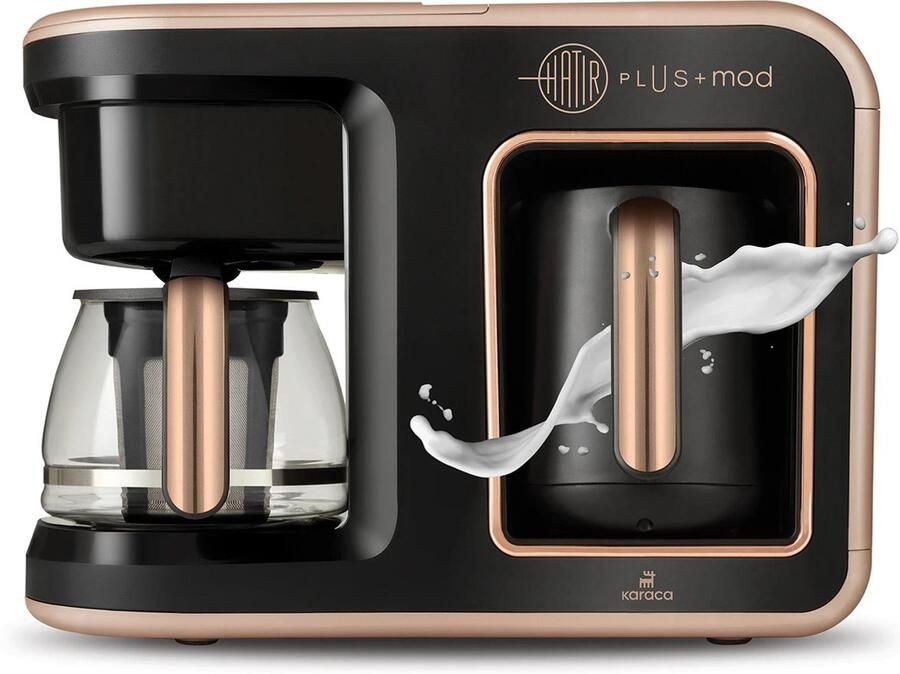 KARACA Hatır Plus 5-in-1 Essential Koffie- & Theezetapparaat – Turkse Koffie Filterkoffie Thee & Melkdranken – 10 Kopjes – Rosie Brown