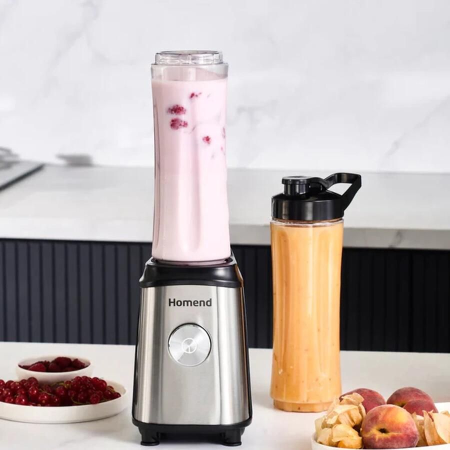 KARACA Homend MixFresh 7010EU Smoothie blender – 350W – 2x 600 ml BPA-vrije Flessen – RVS – Inox