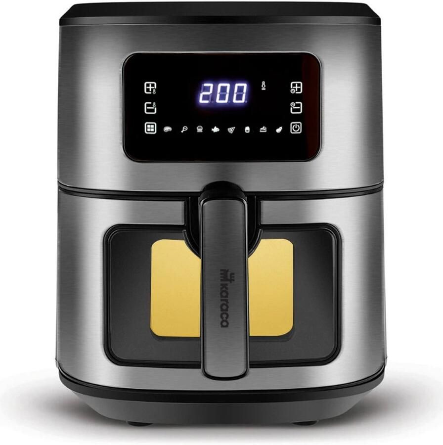 KARACA Multifry Inox XXL Airfryer 6 5L – 1700W – Digitaal Touchscreen – Glazen Kijkvenster – RVS