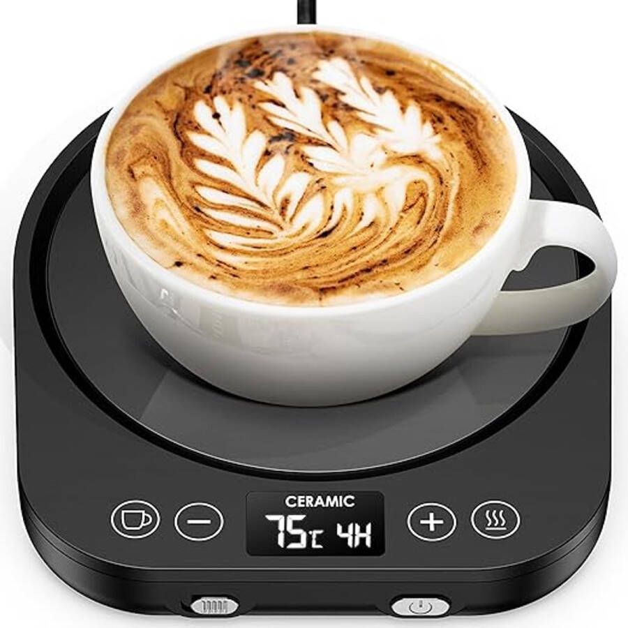 Karma Koffiewarmer verbeterde kopjeswarmer elektrische koffiewarmer 9 temperatuurinstellingen bureau kopjeswarmer met 1-9 uur automatische uitschakeling voor koffie thee cacao melk