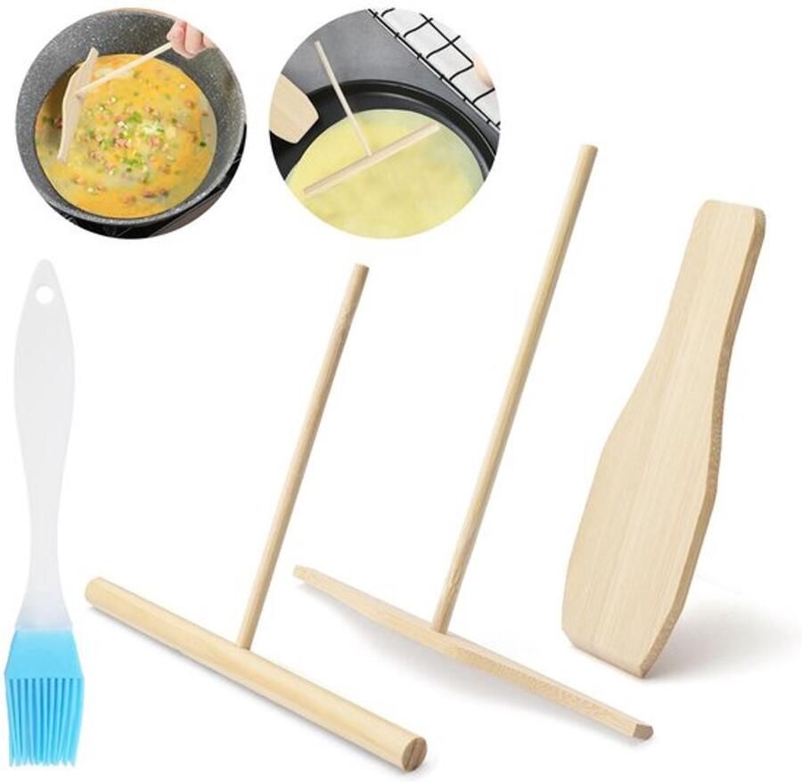 Karzo 3 stuks pannenkoekenverdelers van beukenhout T-vormige pannenkoeken spatel gemakkelijk te reinigen deegverdeler voor pannenkoeken accessoires bakgereedschap