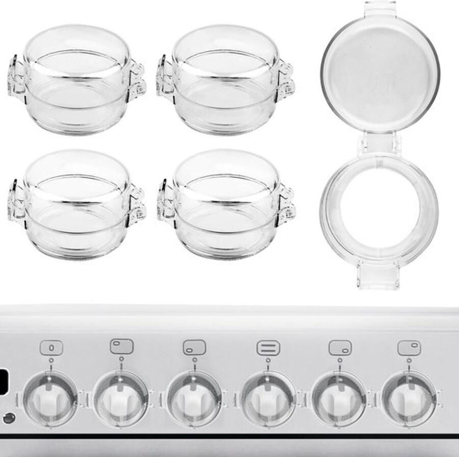 Karzo 5 Stuks Ovenknop Beveiligingshoezen 6cm Kindveilige en Hittebestendige Knopsluiters voor Gas en Elektrische Kookplaten