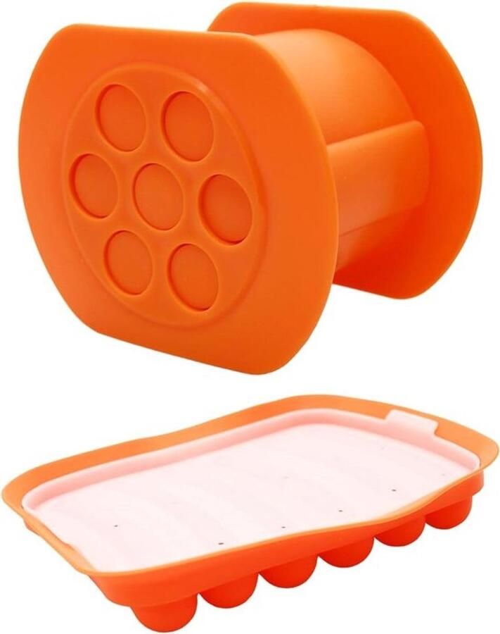 Karzo DIY Siliconen Worstvorm Non-Stick Zelf worst maken 7 Gaten Worstvulling Vlees Maker BBQ Oranje